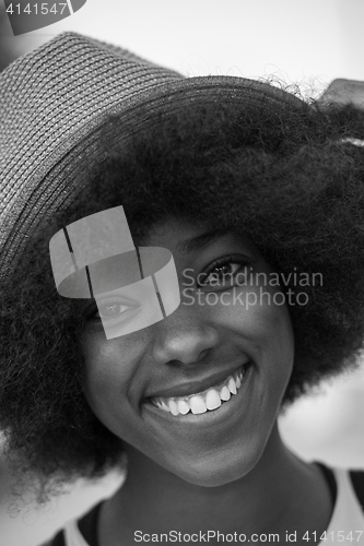 Image of Close up portrait of a beautiful young african american woman sm