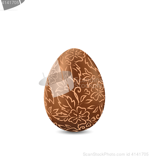 Image of Easter chocolate egg in hand-drawn style, isolated on white back