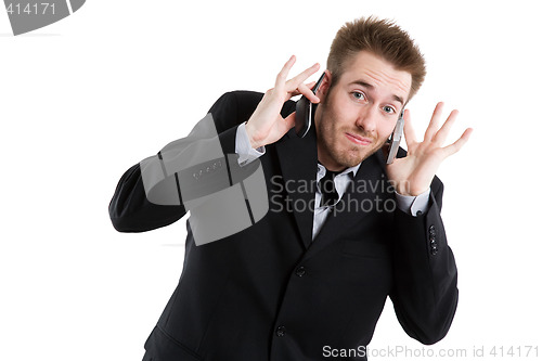 Image of Busy caucasian businessman