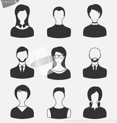 Image of Set business people, different male and female user avatars isol