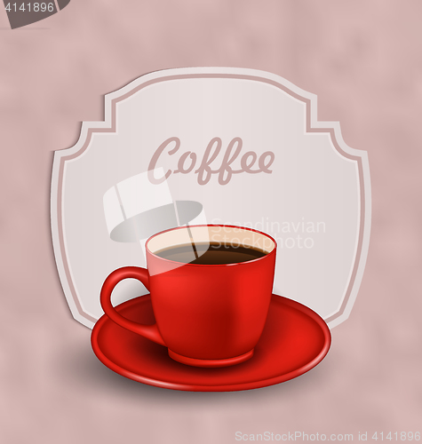 Image of Vintage Background with Cup of Coffee and Label Menu