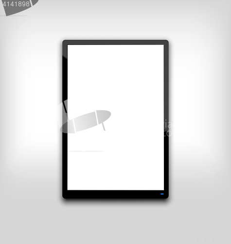Image of Illustration  black tablet pc computer blank white screen with l