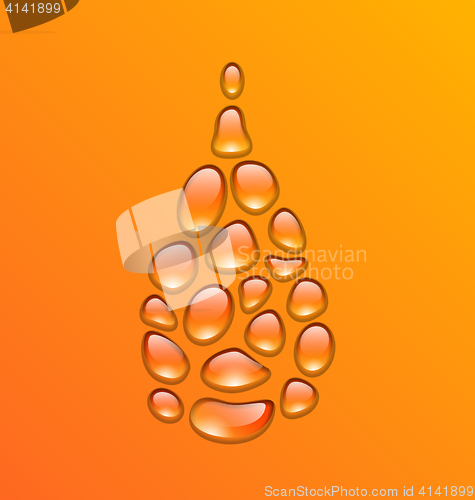 Image of Water Drop Made From Drops on Blue Background