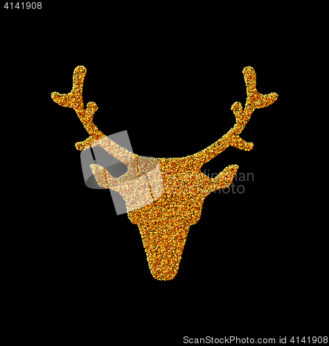 Image of Symbol Xmas Deer head made from golden particles