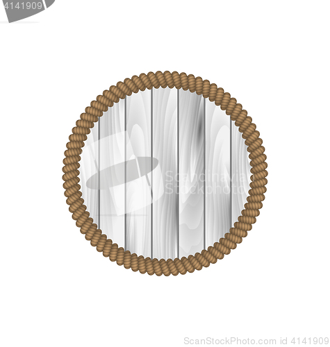 Image of Round wooden frame with rope isolated on white background