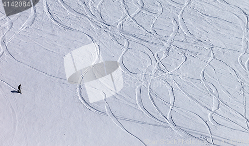 Image of Snowboarder on off piste slope