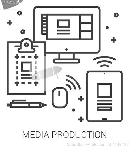 Image of Media production line infographic.