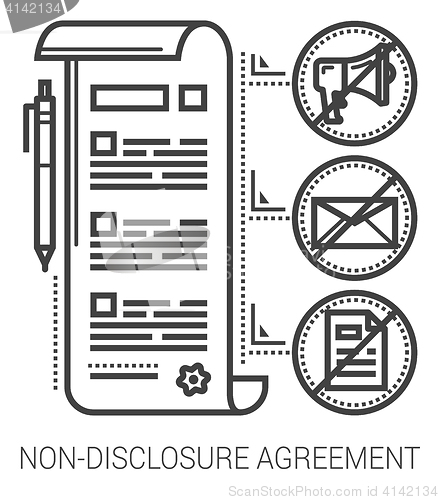 Image of Non-disclosure agreement line icons.