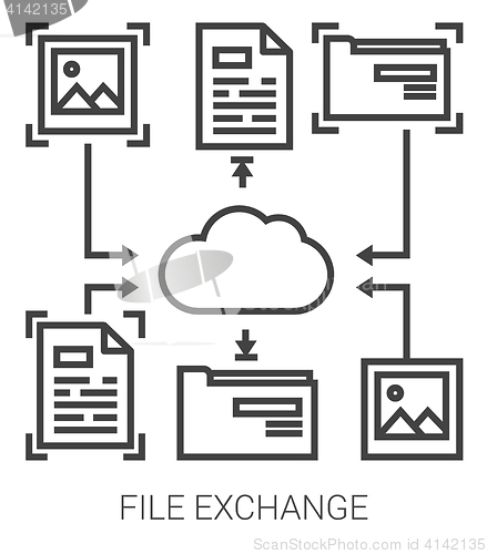 Image of File exchange line infographic.