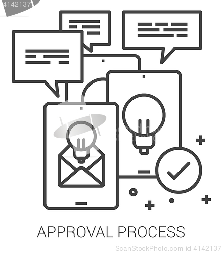 Image of Approval process line infographic.