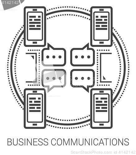 Image of Business communications line icons.