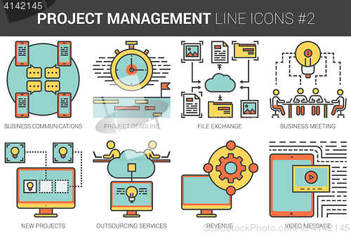 Image of Project management line icon set.