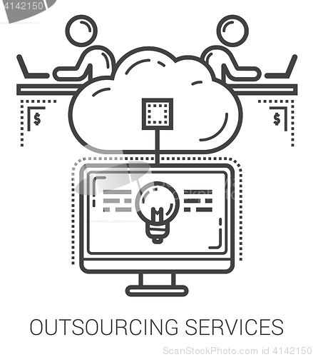 Image of Outsourcing services line icons.