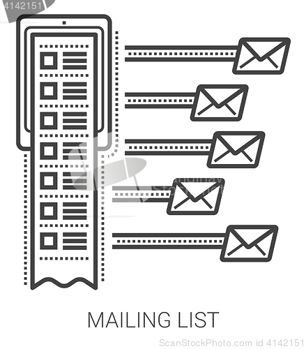 Image of Mailing list line icons.