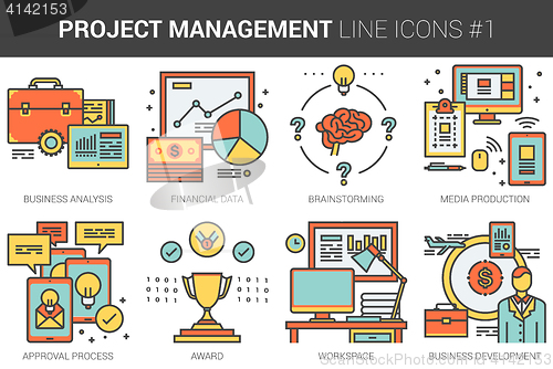 Image of Project management line icon set.