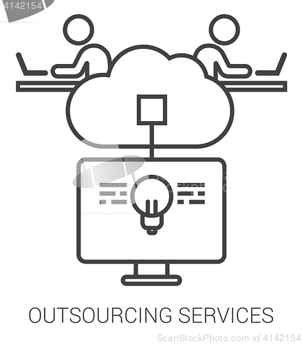 Image of Outsourcing services line infographic.