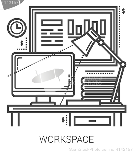 Image of Workplace line icons.