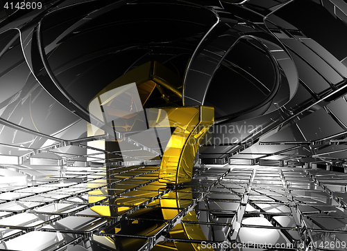 Image of number seven in abstract futuristic space - 3d rendering