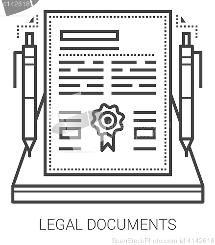 Image of Legal documents line icons.