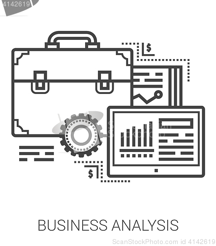 Image of Business analysis line icons.