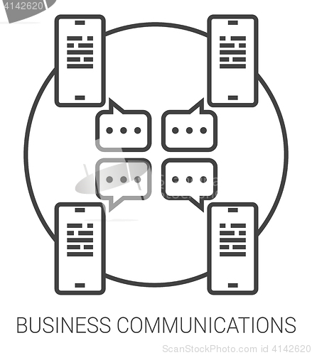 Image of Business communications line infographic.