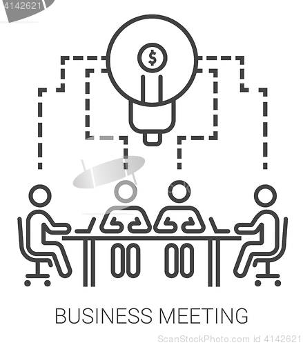Image of Business meeting line infographic.