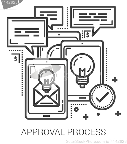 Image of Approval process line icons.