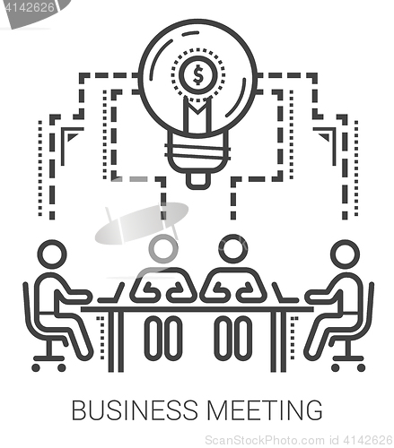Image of Business meeting line icons.