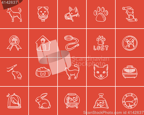 Image of Pets sketch icon set.