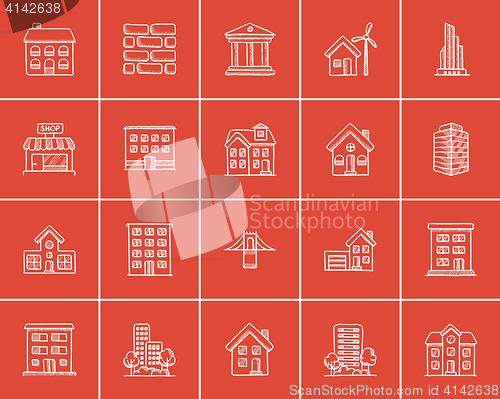 Image of Construction sketch icon set.