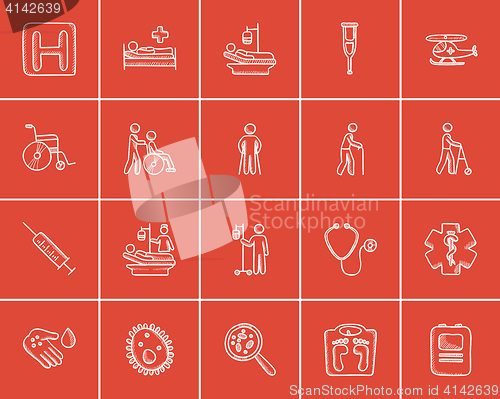 Image of Medicine sketch icon set.