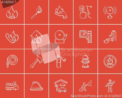 Image of Fire sketch icon set.