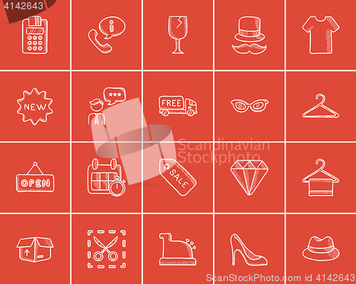 Image of Shopping sketch icon set.