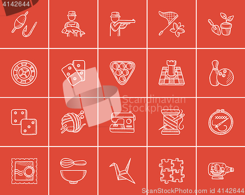 Image of Hobby sketch icon set.