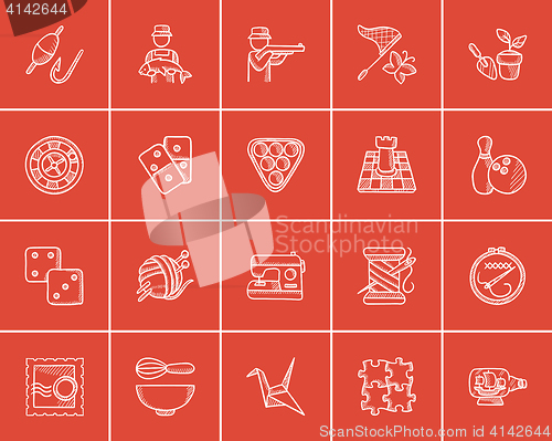 Image of Hobby sketch icon set.