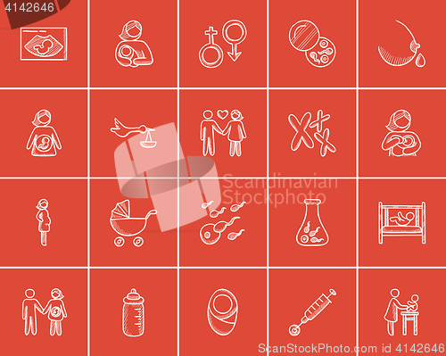 Image of Maternity sketch icon set.