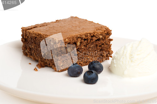 Image of chocolate brownie with ice cream