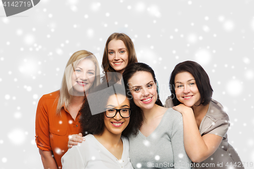 Image of group of happy different women in casual clothes