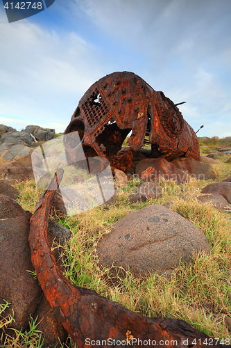 Image of Rusting boiler of the old shipwreck SS Monaro