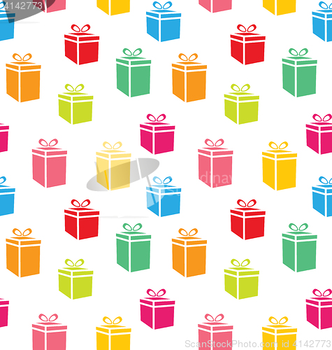 Image of Seamless Pattern of Colorful Simple Gift Boxes