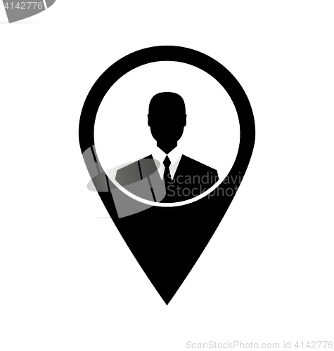 Image of Icon tag avatar businessman suit head sign black
