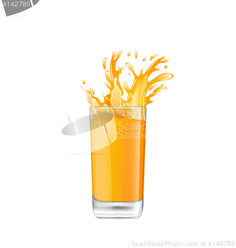 Image of Orange Juice in Glass with Splash