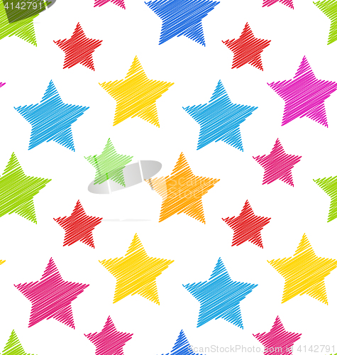 Image of Seamless Texture with Colorful Stars, Elegance Kid Pattern