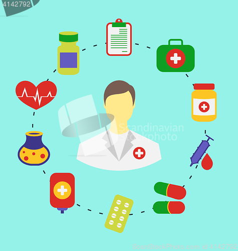 Image of Set flat medical icons for web design