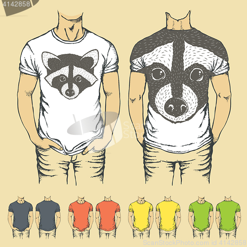 Image of Vector t-shirts templates with prints of animals