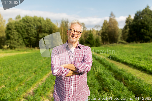 Image of happy senior man at farm