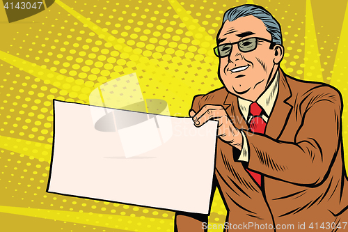 Image of Boss businessman with a blank sheet of paper