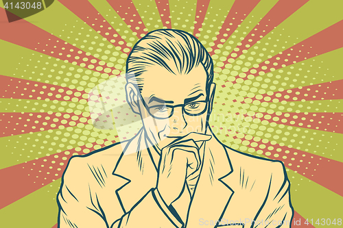 Image of Thinking businessman pop art retro