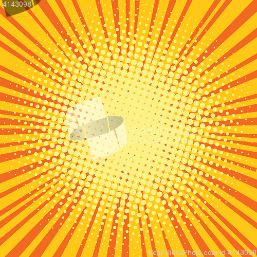 Image of Yellow orange rays comic pop art retro background