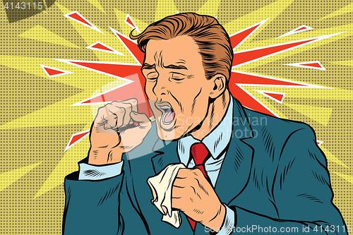 Image of Sick man coughing